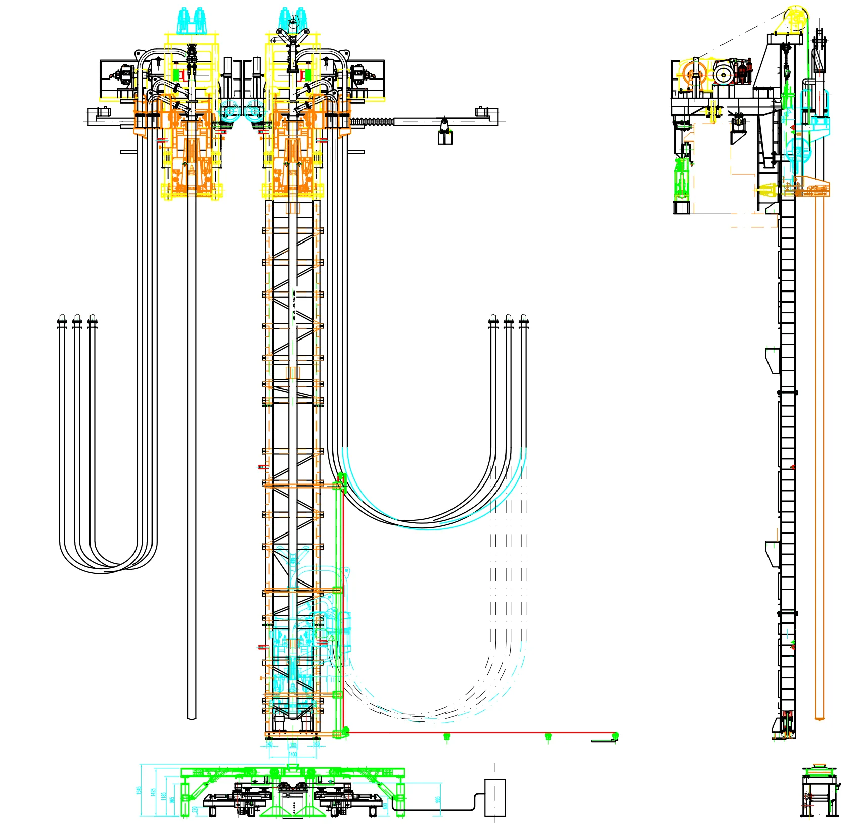 转炉氧枪系统结构示意图 Converter Oxygen Lance System Structural Diagram