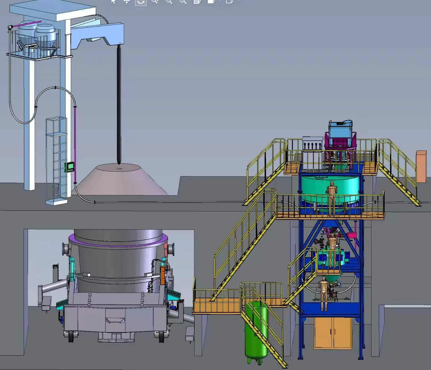 石灰喷吹系统3D结构图 - Lime Injection System 3D Structure Diagram